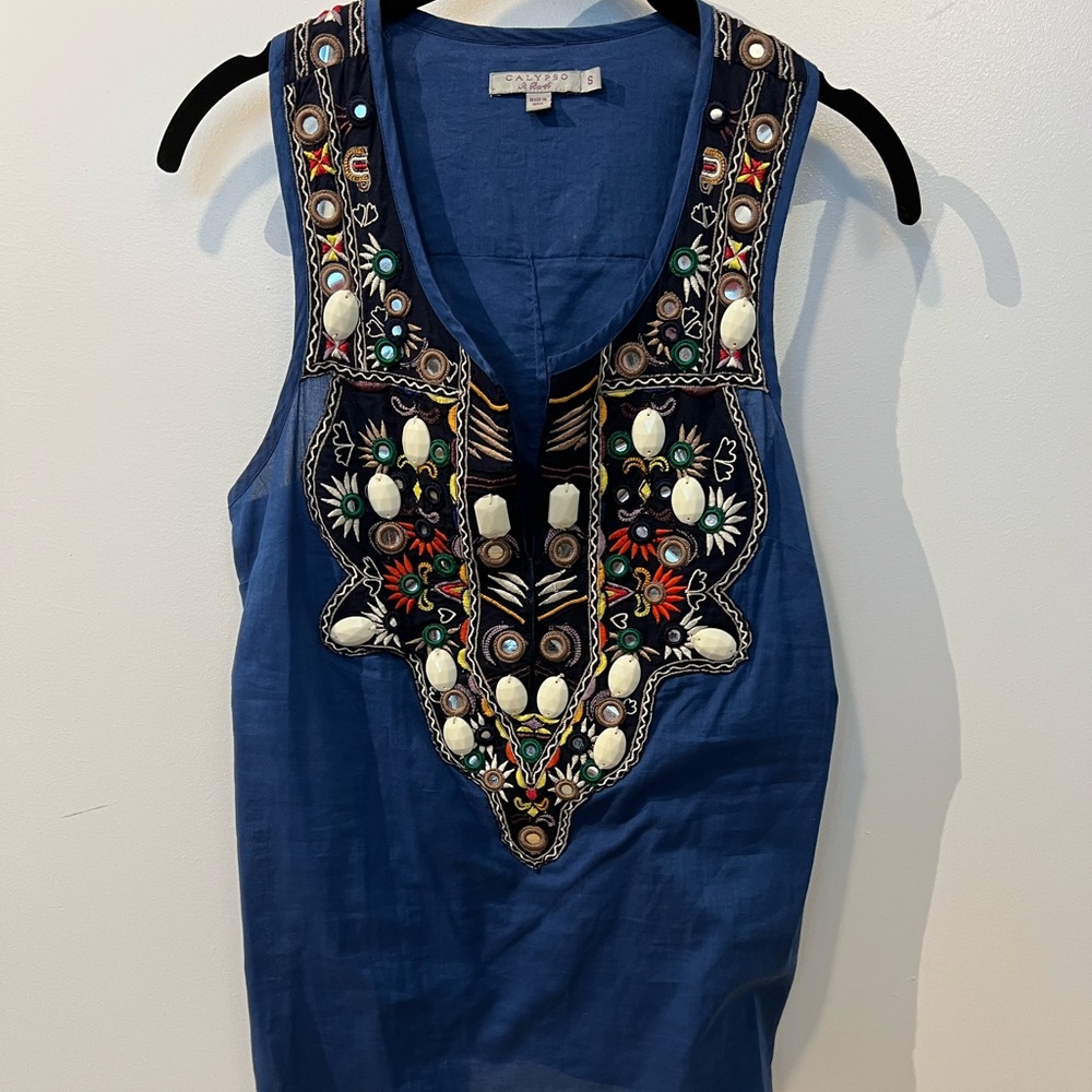 Calypso St. Barth tank with embroidered and beaded elements